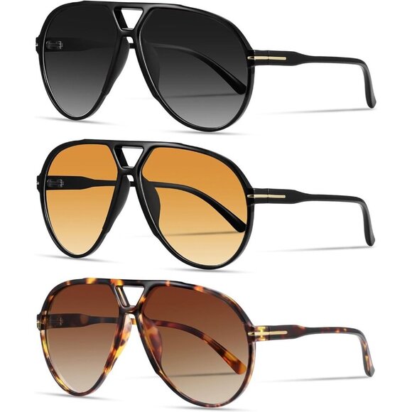 Oversized Retro Aviator Sunglasses Unisex Classic 70s Trendy Vintage Style main image 4